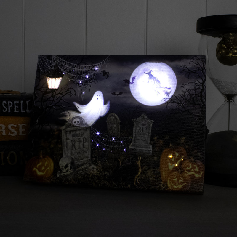 Happy Haunting 8x6 Lighted Tabletop Canvas