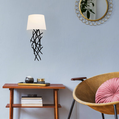 Lampe murale moderne et industrielle, noir et blanc, corps en métal | Abat-jour 15,0 x 11,0 pouces, hauteur 24,0 pouces, plaque de base 7,1 x 5,5 x 2,0 pouces | Douille E27, 40 W maximum, indice de protection IP20 | Luminaire élégant pour la maison et le bureau