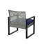 Mobilier de patio 4 pièces pour l'extérieur: gris, coussins bleus, table en bois, design américain, sièges avec coussins et canapé modulaire 4, balcon