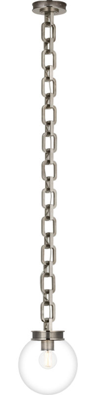 Bellamy 1 Light Statement Chain 8" Globe Chandelier, Clear, Pewter
