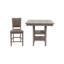 Ensemble de salle à manger 5 pièces à hauteur de comptoir grisâtre rustique avec table carrée et 4 chaises rembourrées