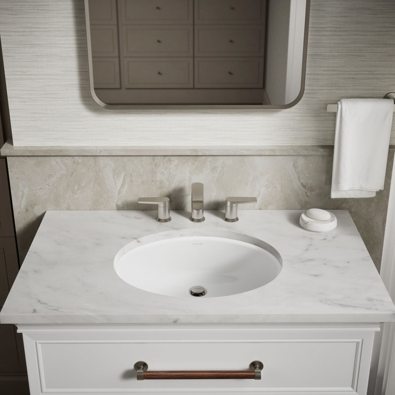 Caxton® Ceramic Oval Undermount Bathroom Sink, White