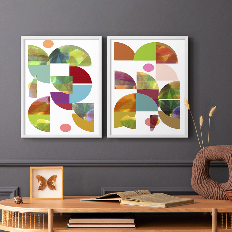 Impression encadrée Dorset Shapes I-Premium - prête à être accrochée - aucun clou requis - aucun clou requis, Blanc