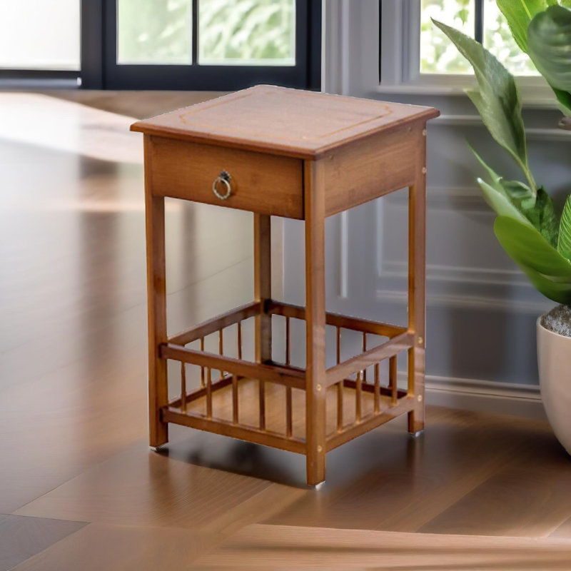 Rosalez Wooden 2 Tier / 3 Tier Tall Side Table, End. Table, Living Room Home Furniture, 49"H x 30"W