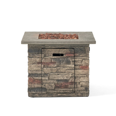 STONE SQUARE MGO FIRE PIT W/ TOP- 40,000 BTU