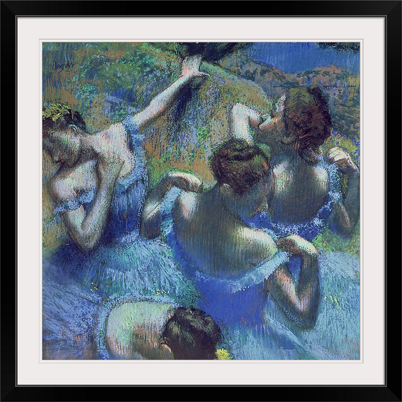 «Blue Dancers, c.1899» par Edgar Degas, reproduction d'art, H 38 po x l 38 po x P 1 po, Cadre noir