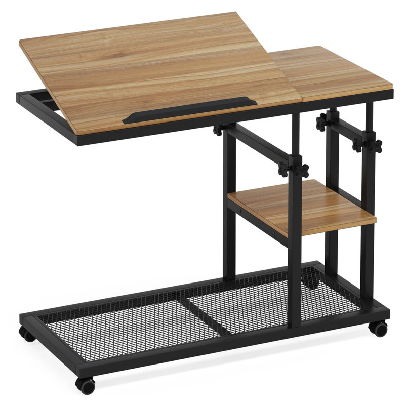 Table mobile en C avec planche à dessin inclinable