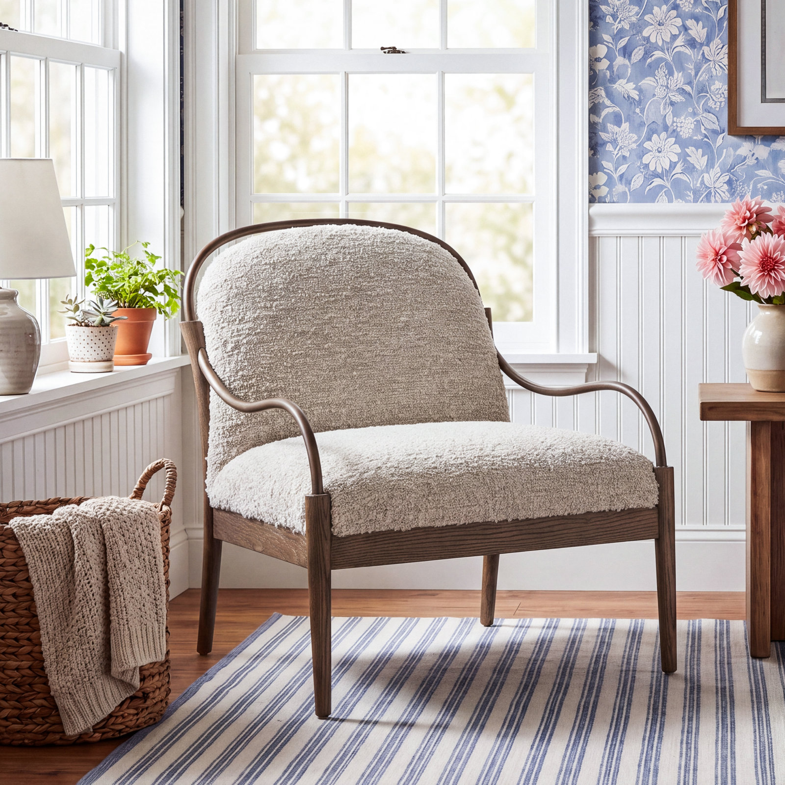 Demi Upholstered Armchair, Gray Acrylic