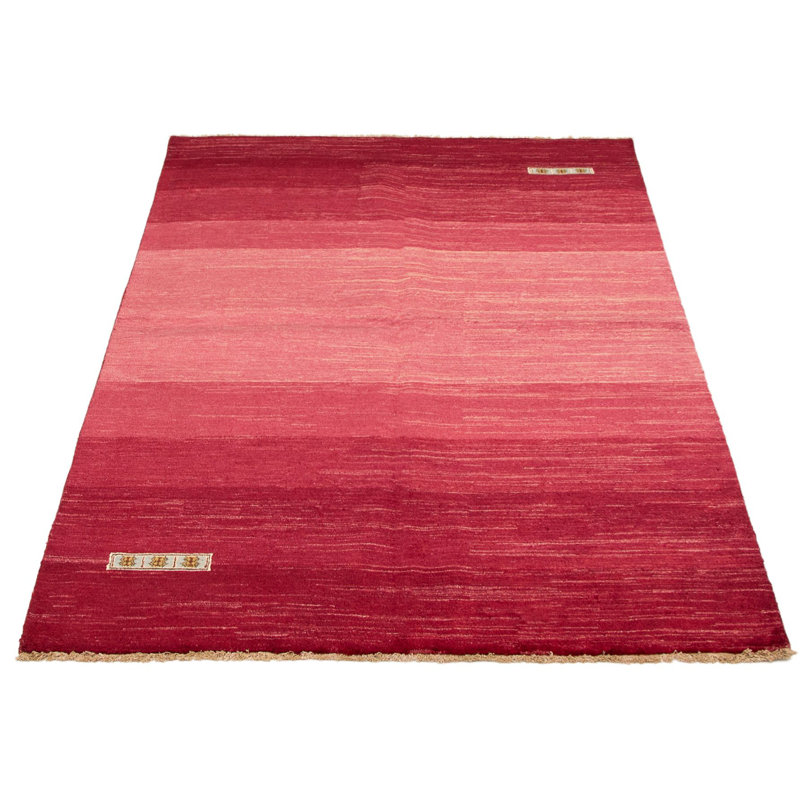 Tapis décoratif de laine de couleur Bourgogne en laine de conception unique 5 pi 7 po X 8 pi 3 po noué à la main New Age