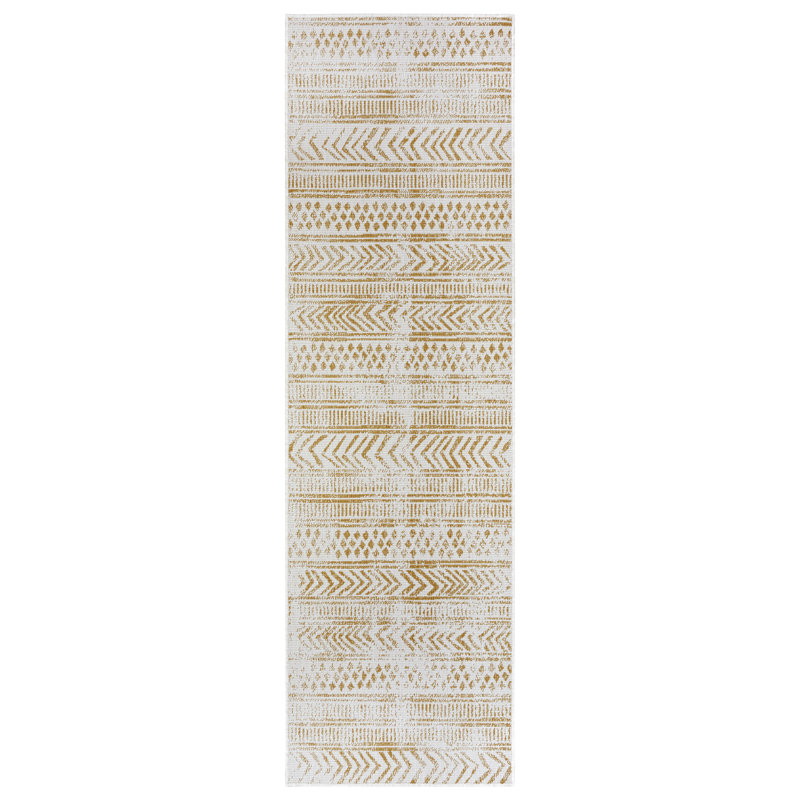 Reversible Flatweave Ocher/Ivory Rug, Runner 80 x 250cm