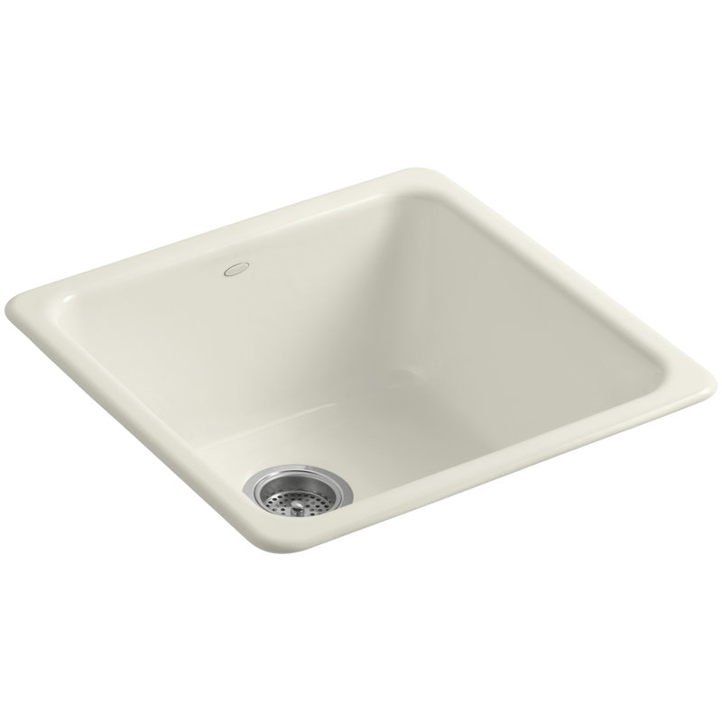IronTones 20.875" L x 20.875" W Dual Mount Kitchen Sink, Biscuit