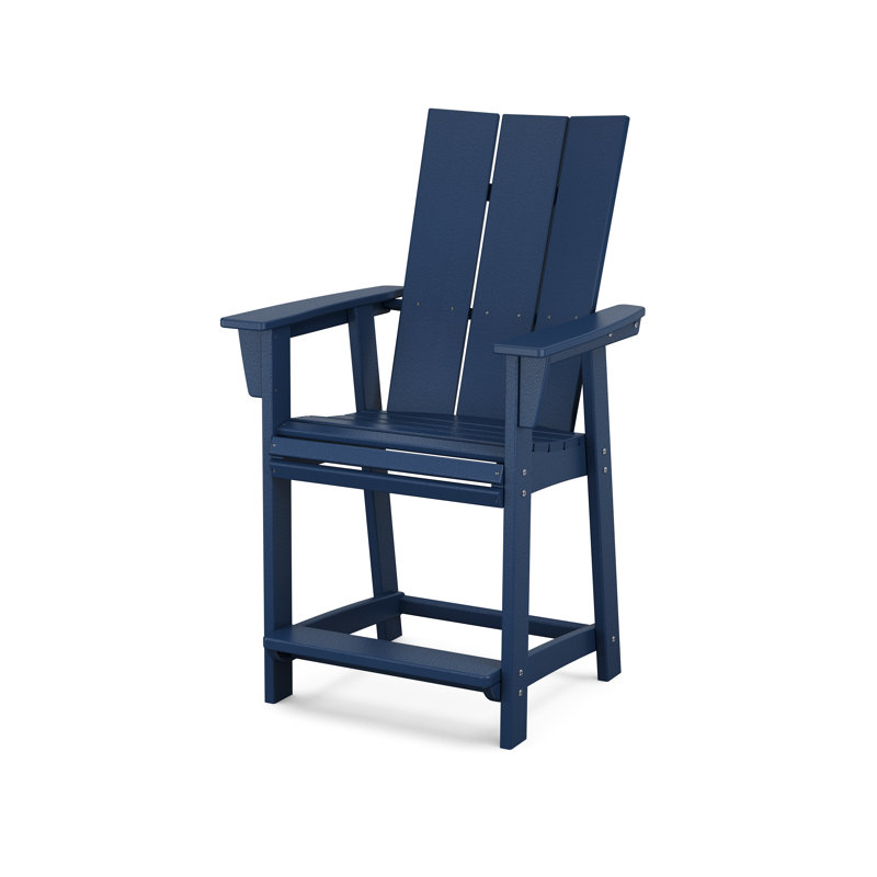 POLYWOOD Modern Curveback Adirondack Counter Chair, 23.28", Navy