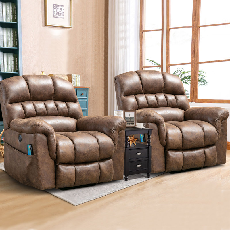 41.3" Wide Extra Large Microfiber Upholstered Modern Power Lift Reclining Heated Vibration Massage Chair with USB & Remote