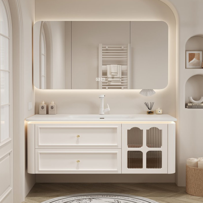 French style exquisite simple bathroom cabinet, 19.69" H x 59.06" W x 19.69" D