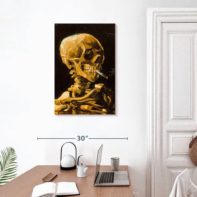 Kelan Skull With Cigarette 1885, 30" H x 20" W
