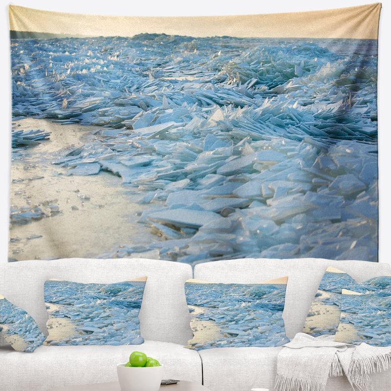Tapisserie paysage d'hiver de la mer Baltique, H 32 po x l 39 po