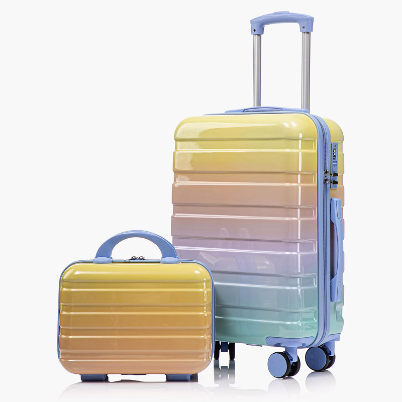 14 "/ 20" 2 pièces / ensemble dans un bagage à roulettes pour PC, valise de cabine, avec couleur dégradée et serrure à combinaison