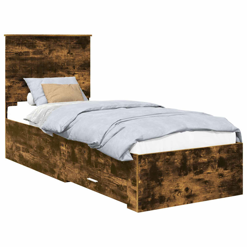 Bed, Silver/Smoked Oak, Small Single (2'6)