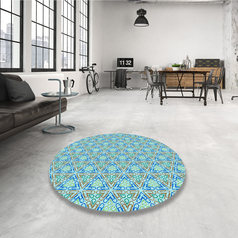 Geometric Indoor Rug, Round 4'