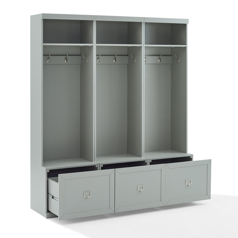 Crestshire 66 " Wide Hall Tree with Drawers and Shoe Storage, Gray