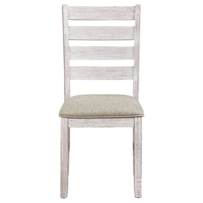 2 chaises de salle à manger 2 pièces blanc grisâtre avec revêtement en tissu, structure en bois
