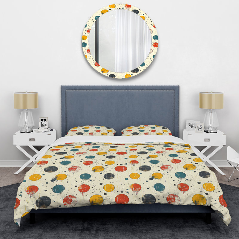 Ensemble de housse de couette à pois orange et vert xix, Housse de couette très grand et 2 très grandes t