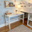 Lit mezzanine pour enfants 44,4 po H blanc avec bureau coulissant
