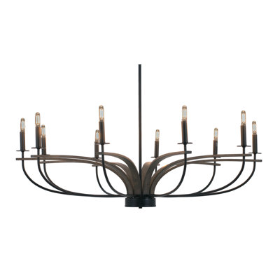 Jacqual 10 Light Uplight Chandelier & Painted Distressed Wood-look Metal Finish