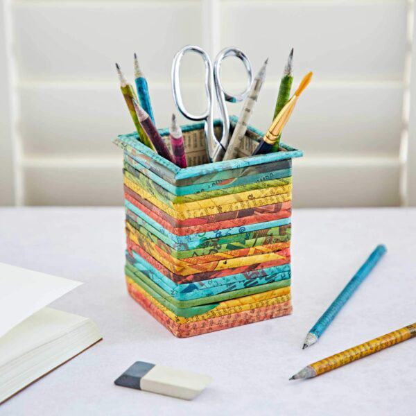 Cardboard / Paper Pen Holder, Blue/Green/Yellow/Red