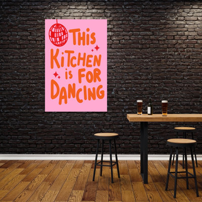 «Kitchen is for Dancing Bold Playful Retro Landscape Nature», reproduction d'art mural