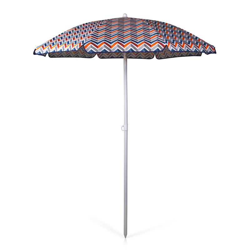 Chaise de plage avec parasol Edwin, Bleu marine / orange / gris