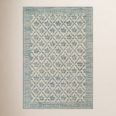Anders Blue Floral Wool Rug