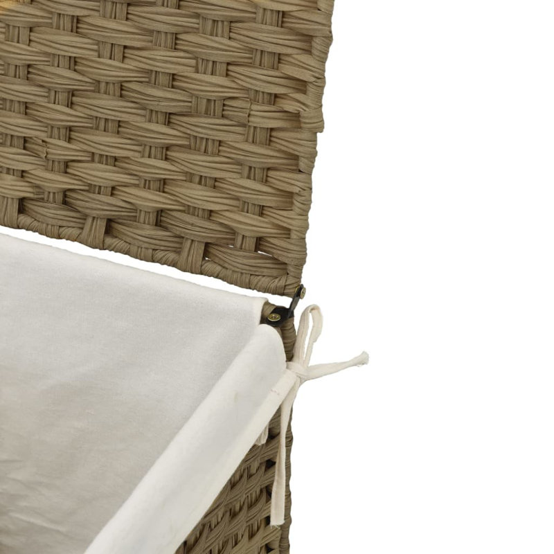  Panier à linge avec couvercle en rotin de polyester, Blanc, H 23,6 po x l 18,1 po x P 13 po