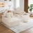 Upholstered Boneless Compression Faux Rabbit Fur Flannel Modular Oversized Sleeper Sofa with Pillows No Assembly Required-1346437169