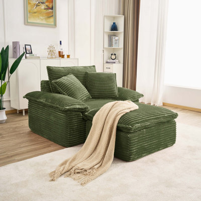 Fauteuil surdimensionné à siège profond et canapé-lit à demi-nuage avec repose-pieds modulaire simple en molleton modulaire à deux couches sans assemblage