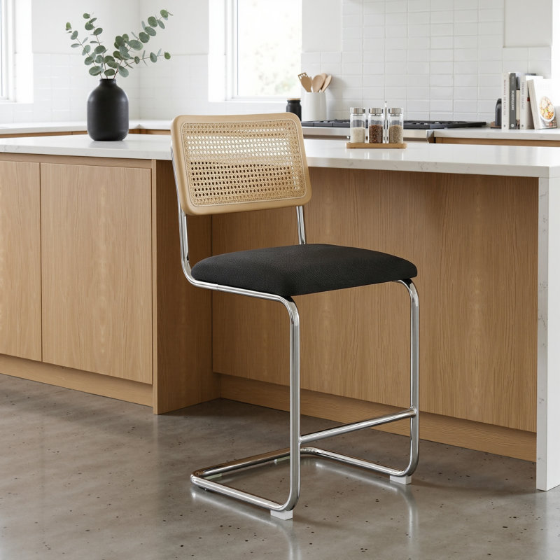 Walsh Linen Bar & Counter Stool, White, Counter Stool (24” Seat Height)