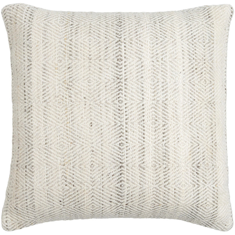 Housse et insert de coussin décoratif carré intérieur / extérieur Boulder, H 20 po x l 20 po, Crème/gris, polyester