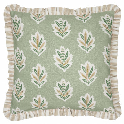 Sessile Leaf Floral Green Square Cushion Cover