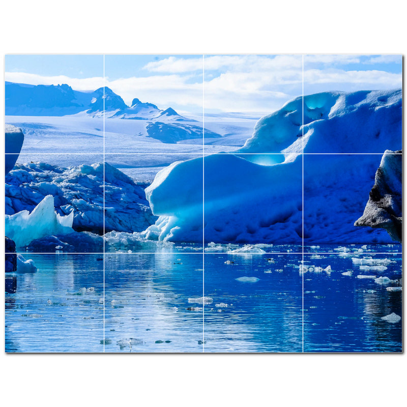Murale en céramique satinée Glacier Photo 4,25 po x 4,25 po