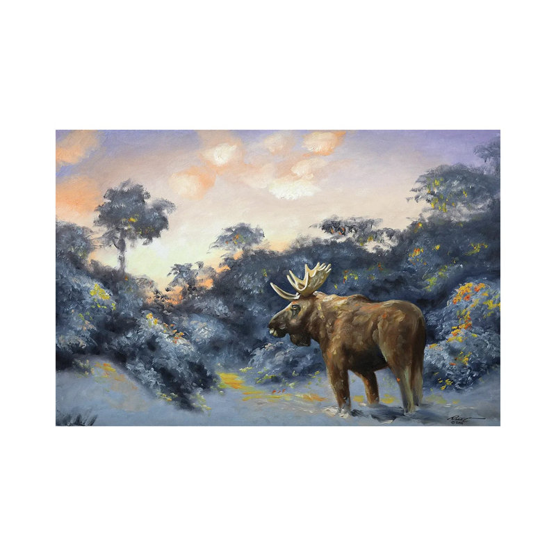 Moose 1 Piece Wall Art on Canvas, 30.48 cm H x 45.72 cm W, Canvas