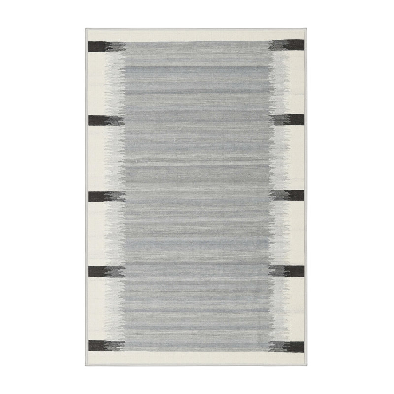 Tapis abstrait beige / noir / gris, Rectangle 5 pi x 7 pi