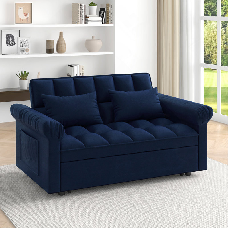 Loveseats Sofa Bed With Pull-Out Bed, Blue