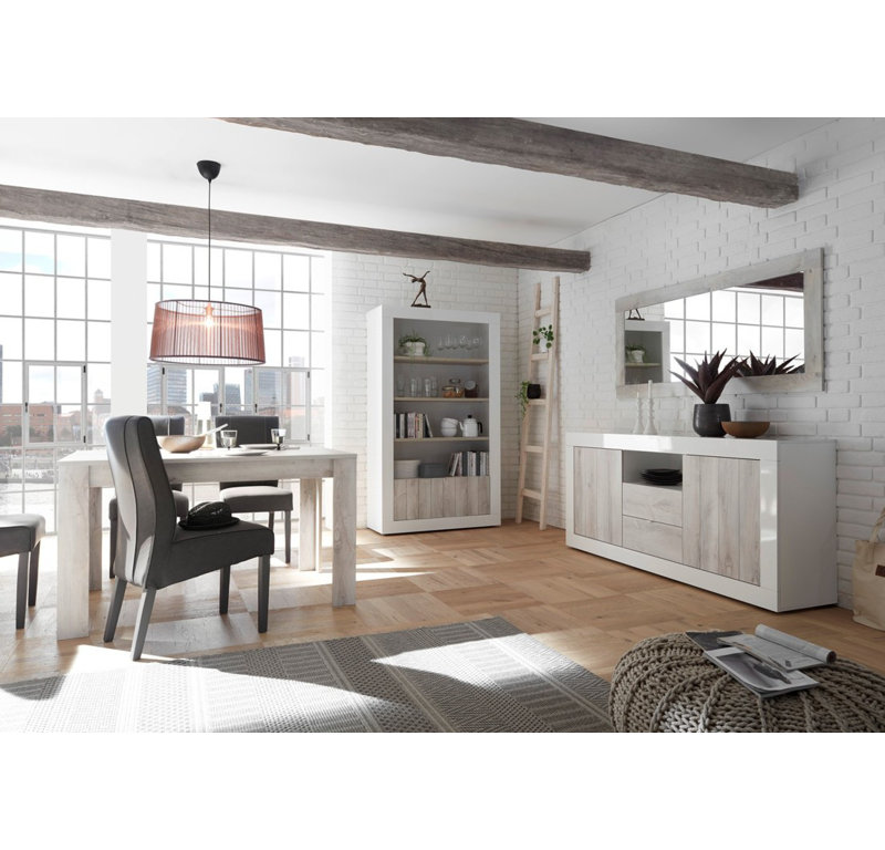 Aburizik Wood Rectangle Wall Mirror, Pine