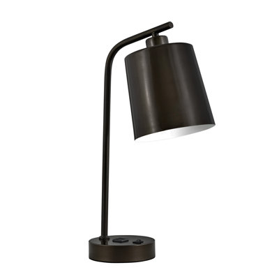 Lampe de bureau 21 po en bronze foncé avec sortie confident collection