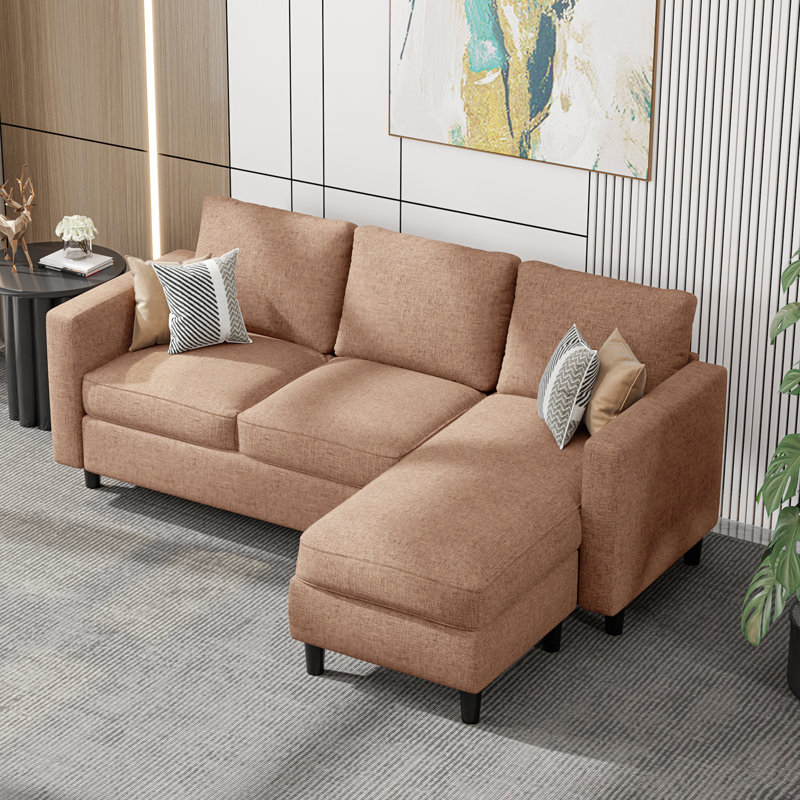 Canapé rembourré 73,6 po avec repose-pieds Roshod, Mélange de polyester brun