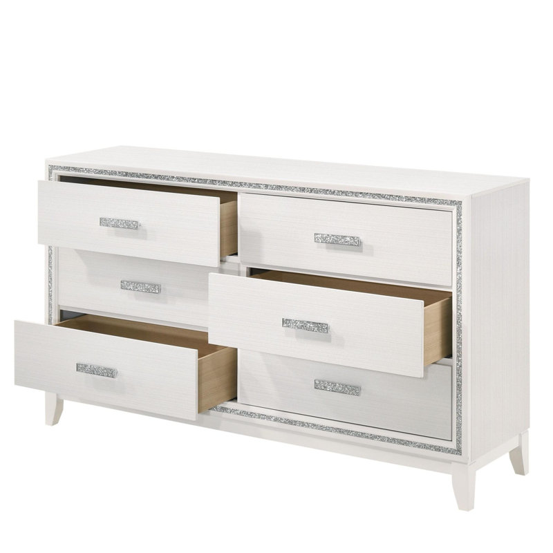 Commode double à 6 tiroirs Festus, Blanc