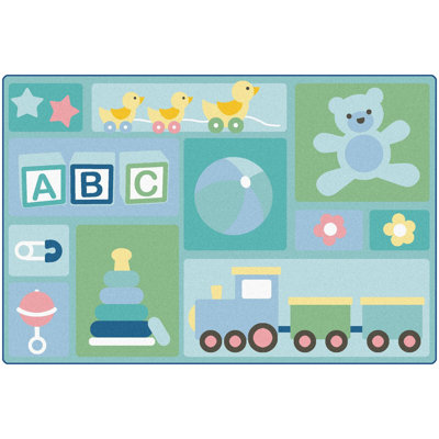 Baby's Basics Nursery KIDSoft Tufted Blue/Green/Pink Area Rug
