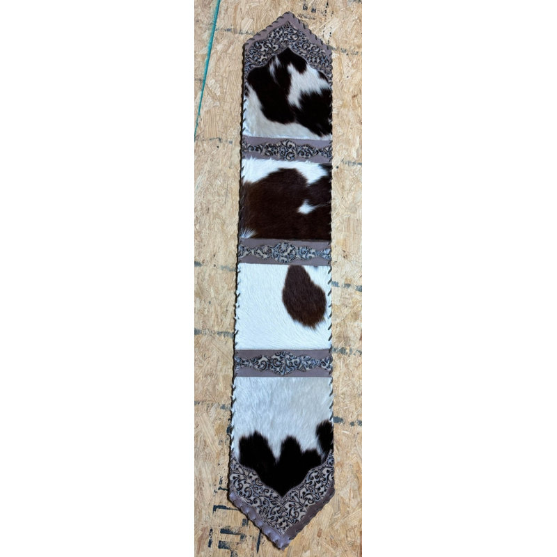 Cowhide & Leather Table Runner, 96" L x 12" D