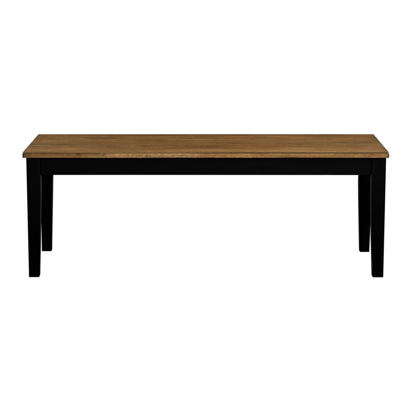 Banc en bois à 2 tons de finition brun noir, design moderne, 48 po de long, capacité de 250 lb x 16,5 po x 17,5 po, pieds, siège, salle à manger