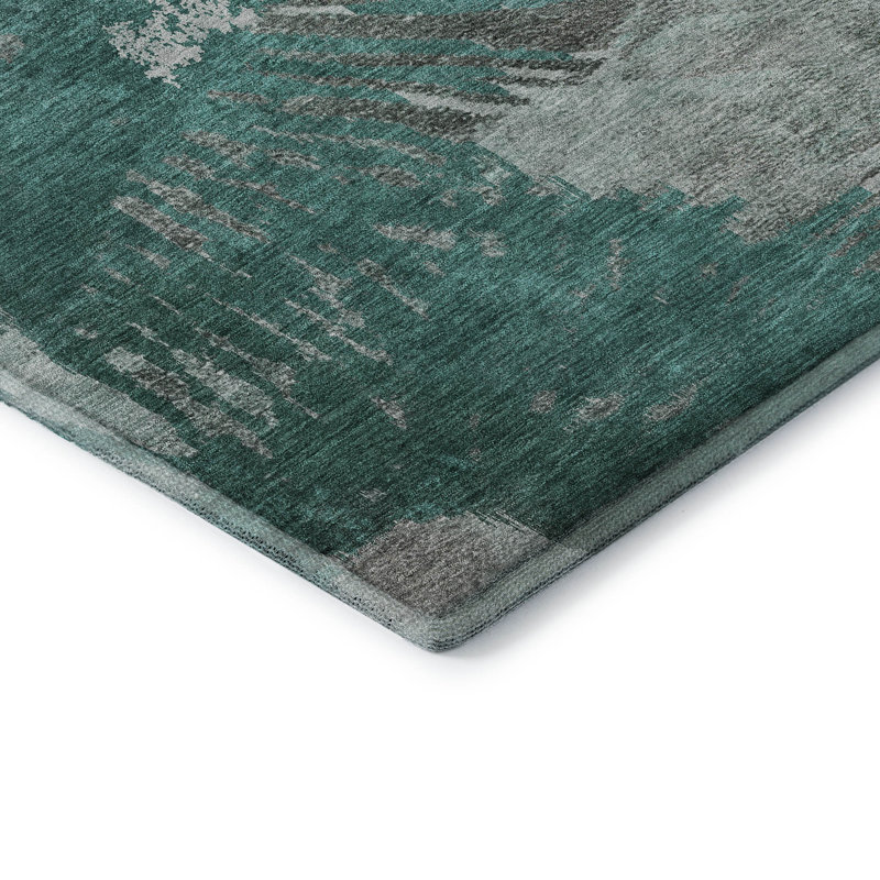 Premium Machine Washable Cerrito Teal Rug, Round 8'